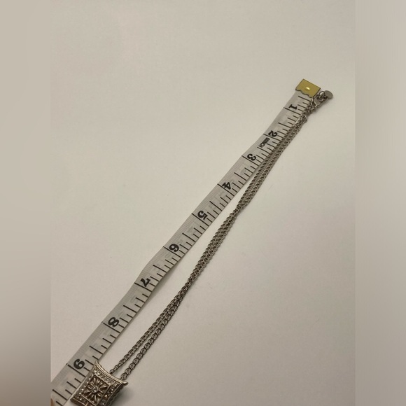 Vtg Butler FAC Silver Tone Art Deco Style Rhinestone Necklace 18” + .9” Pendant - Picture 6 of 6